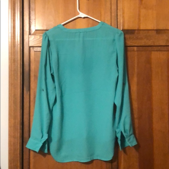 NWOT!! Lily White Teal Dress Shirt Blouse Size XS - Picture 6 of 6